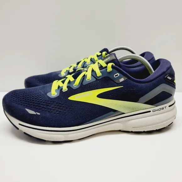 Brooks Ghost 15 Men's  Navy Blue Lime Running Shoes 1103931D429 Size 12