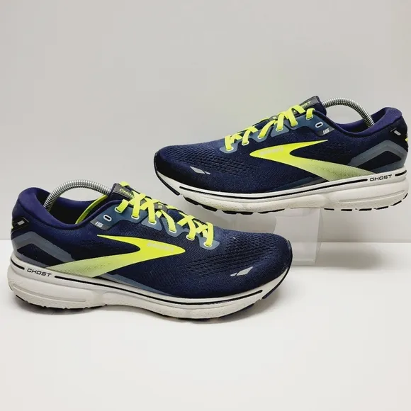 Brooks Ghost 15 Men's  Navy Blue Lime Running Shoes 1103931D429 Size 12