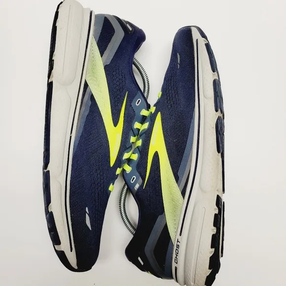 Brooks Ghost 15 Men's  Navy Blue Lime Running Shoes 1103931D429 Size 12