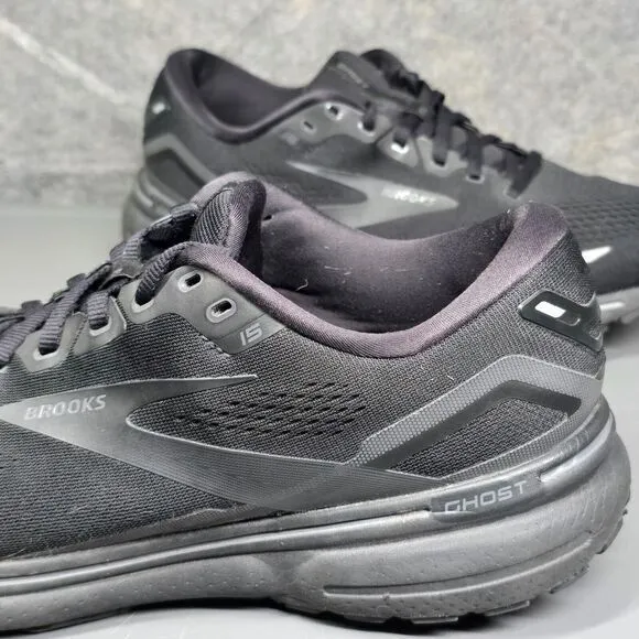 Brooks Ghost 15 Men's Running Shoes 11.5‎ D Black Lace Up Comfy Sneakers