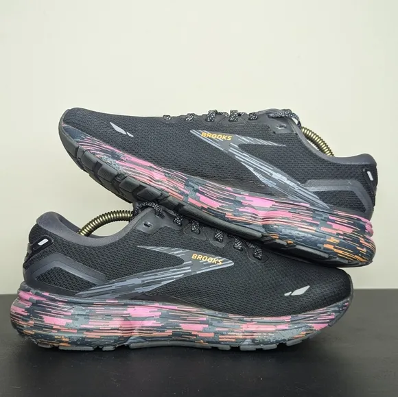 Brooks Ghost 15 Running Shoes Black Pink Orange Women’s 10 Special Edition