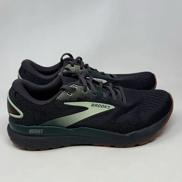 Brooks Ghost 16 Sneakers Mens 10 Blackened Pearl June Bug Green Running Shoes