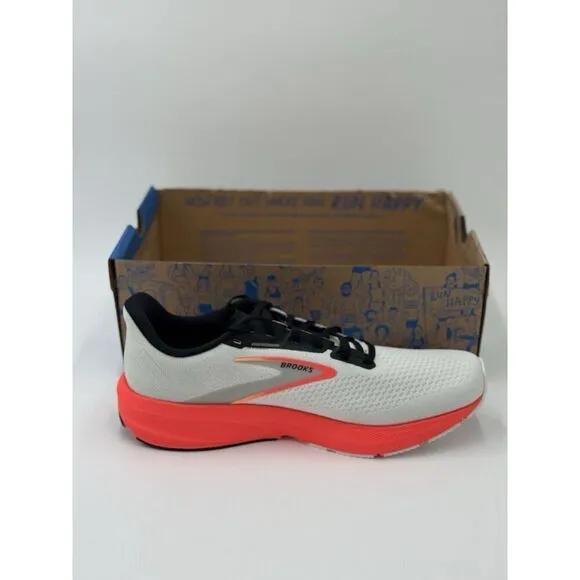 Brooks Men’s Launch 10 Running Shoes White/Black Fiery Coral New W Box Size 12