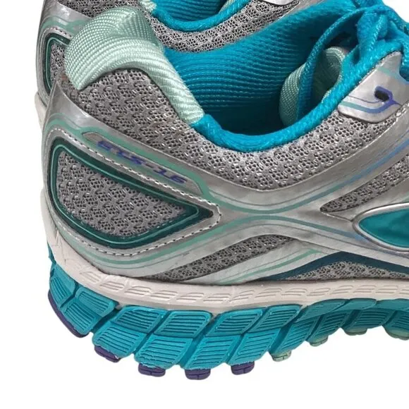 Brooks Running Shoes Womens 9 Grey Silver Blue Adrenaline GTS 16 Sneakers