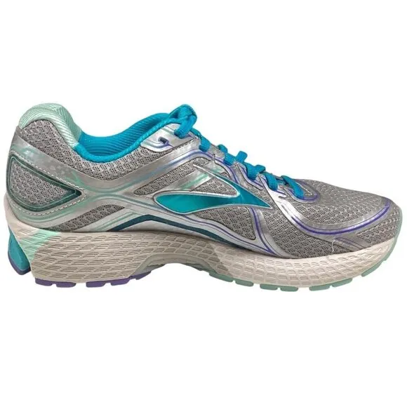 Brooks Running Shoes Womens 9 Grey Silver Blue Adrenaline GTS 16 Sneakers