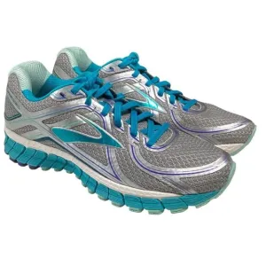 Brooks Running Shoes Womens 9 Grey Silver Blue Adrenaline GTS 16 Sneakers
