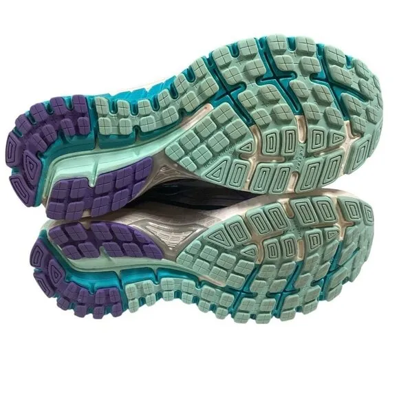 Brooks Running Shoes Womens 9 Grey Silver Blue Adrenaline GTS 16 Sneakers