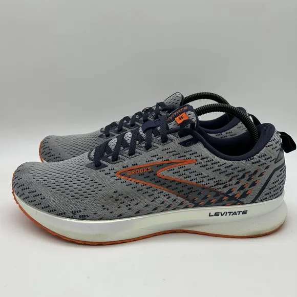 Brooks Shoes Mens Size 10.5 Levitate 5 Running Low Top Gray Mesh Cushioned 2022