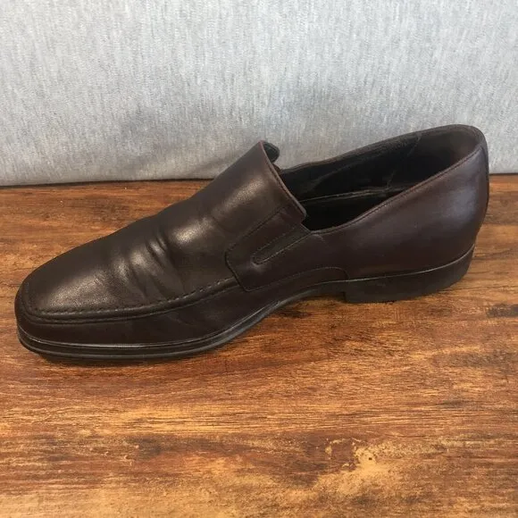 Bruno Magli Raging Loafer Mens Size 7 M Slip On Brown Leather Shoes Italy