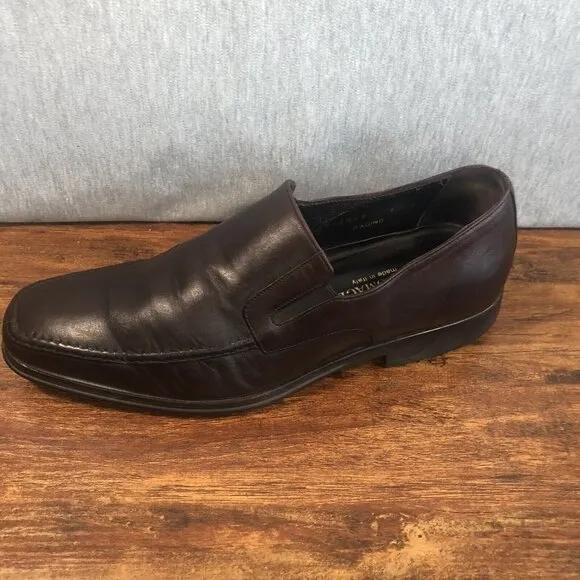 Bruno Magli Raging Loafer Mens Size 7 M Slip On Brown Leather Shoes Italy