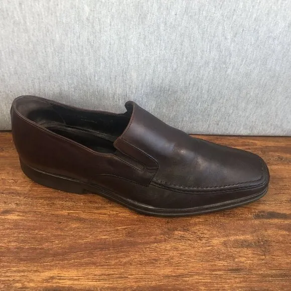 Bruno Magli Raging Loafer Mens Size 7 M Slip On Brown Leather Shoes Italy