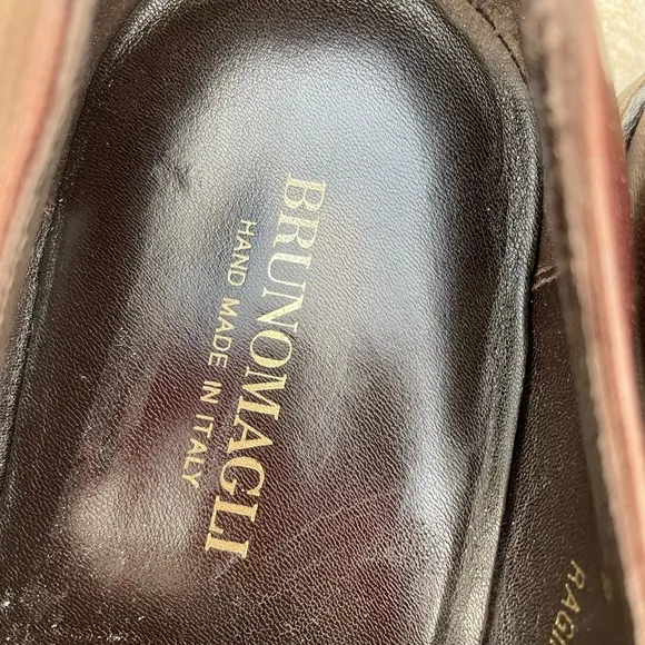 Bruno Magli Raging Men's Smooth Brown Leather Slip On Square Toe Dress Shoes