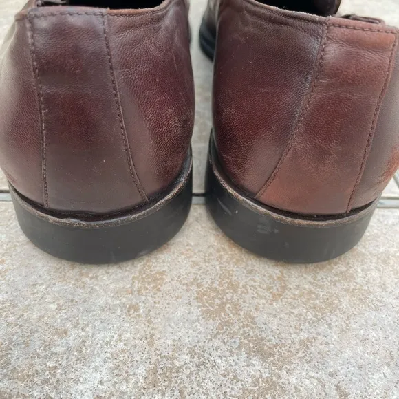 Bruno Magli Raging Men's Smooth Brown Leather Slip On Square Toe Dress Shoes