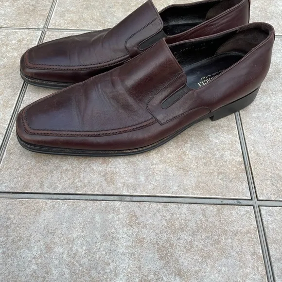 Bruno Magli Raging Men's Smooth Brown Leather Slip On Square Toe Dress Shoes