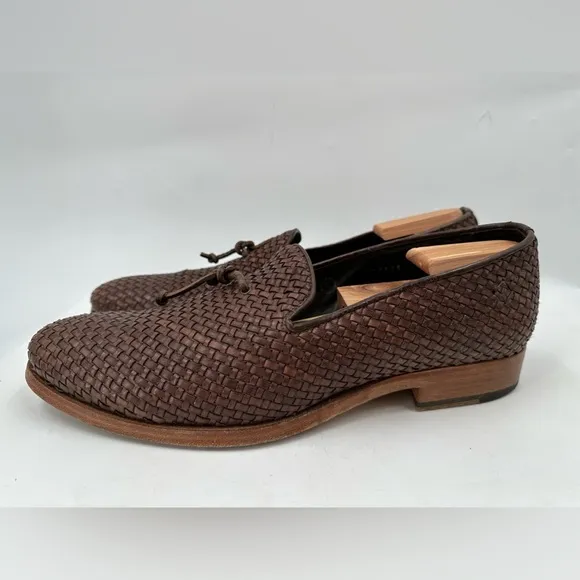 Buttero Intrecciato Brown Leather Slip-on Shoes Size 45 EU/ 12 USA