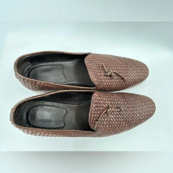 Buttero Intrecciato Brown Leather Slip-on Shoes Size 45 EU/ 12 USA