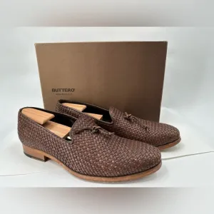 Buttero Intrecciato Brown Leather Slip-on Shoes Size 45 EU/ 12 USA