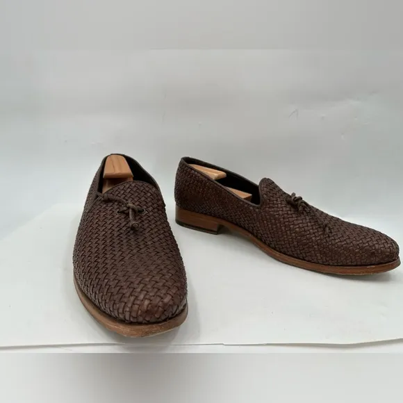 Buttero Intrecciato Brown Leather Slip-on Shoes Size 45 EU/ 12 USA
