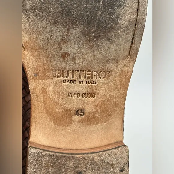 Buttero Intrecciato Brown Leather Slip-on Shoes Size 45 EU/ 12 USA