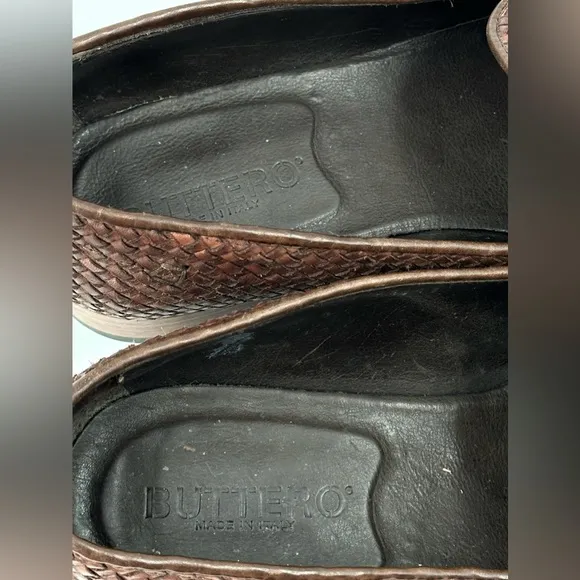 Buttero Intrecciato Brown Leather Slip-on Shoes Size 45 EU/ 12 USA