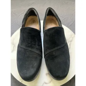 Clarks Artisan Collection Leather Black Slip On Low Wedge Shoes SZ 9M Chic Comfy