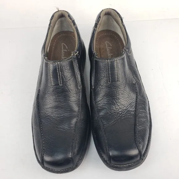 Clarks Bradley Step Slip On Black Leather Shoes Men’s Size 12