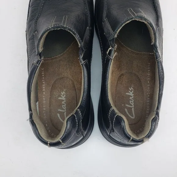 Clarks Bradley Step Slip On Black Leather Shoes Men’s Size 12