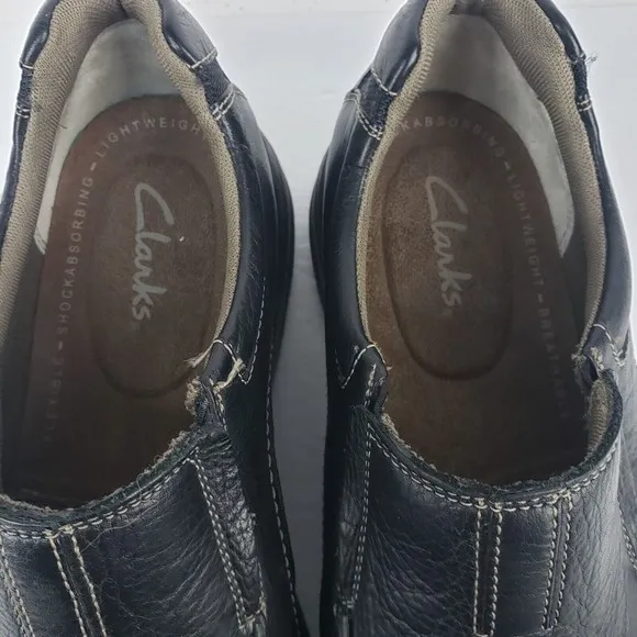 Clarks Bradley Step Slip On Black Leather Shoes Men’s Size 12