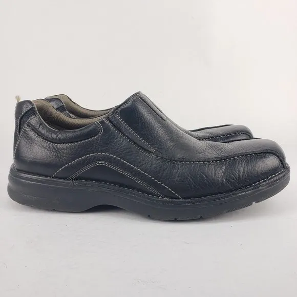 Clarks Bradley Step Slip On Black Leather Shoes Men’s Size 12
