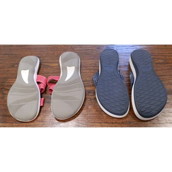 Clarks Cloudsteppers Cushioned Flip Flops Sandals Shoes 7 1/2 Set of 2 NWOT