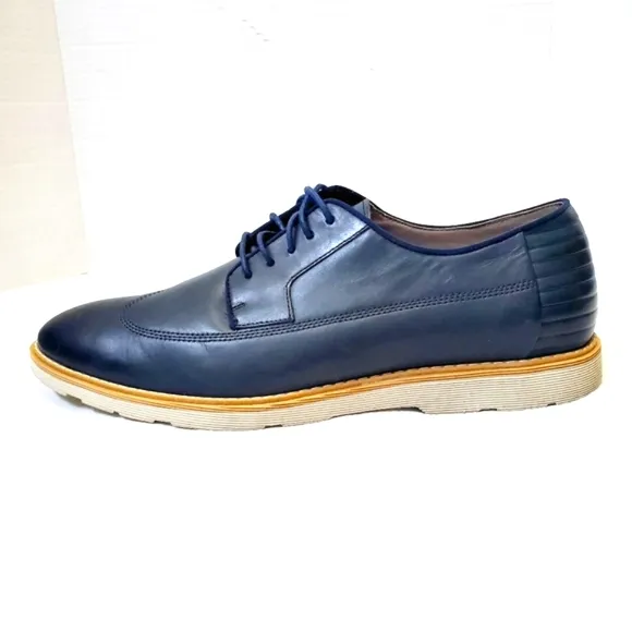 Clarks Dark Navy Blue Leather Lace-Up Wingtip Shoes Size 13