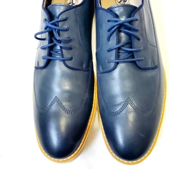 Clarks Dark Navy Blue Leather Lace-Up Wingtip Shoes Size 13