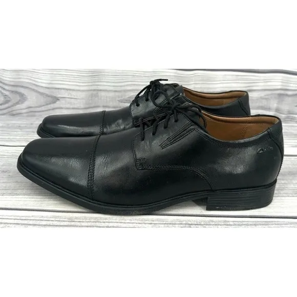 CLARKS TILDEN CAP TOE LEATHER DRESS SHOES Men's Size 14 M  BLACK  NEW NO BOX