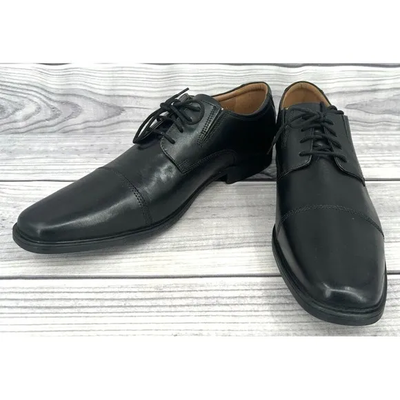 CLARKS TILDEN CAP TOE LEATHER DRESS SHOES Men's Size 14 M  BLACK  NEW NO BOX