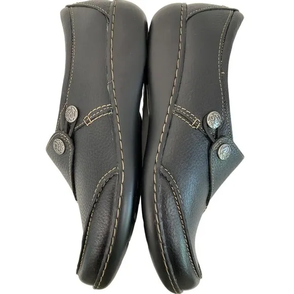 Clarks Womens Ashland Leather Slip-On Loafers Size 12M Black Shoes 7911 NWT