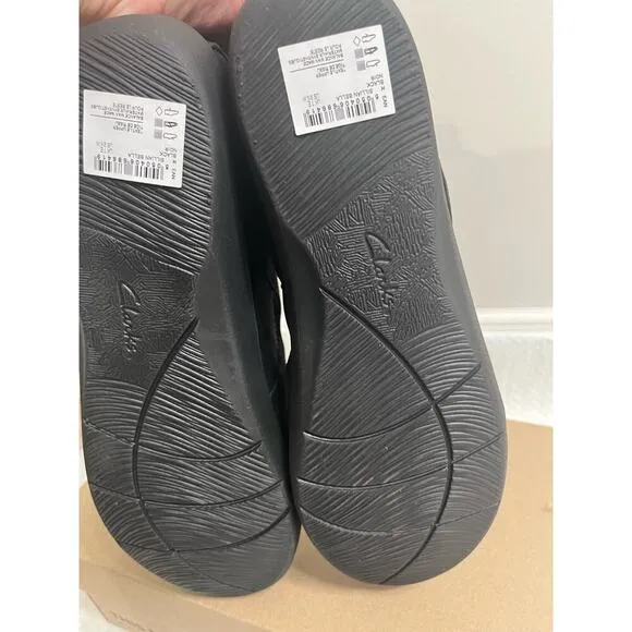 Clarks Women's Sillian Bella Black Slip On Shoes, Size 9.5 W