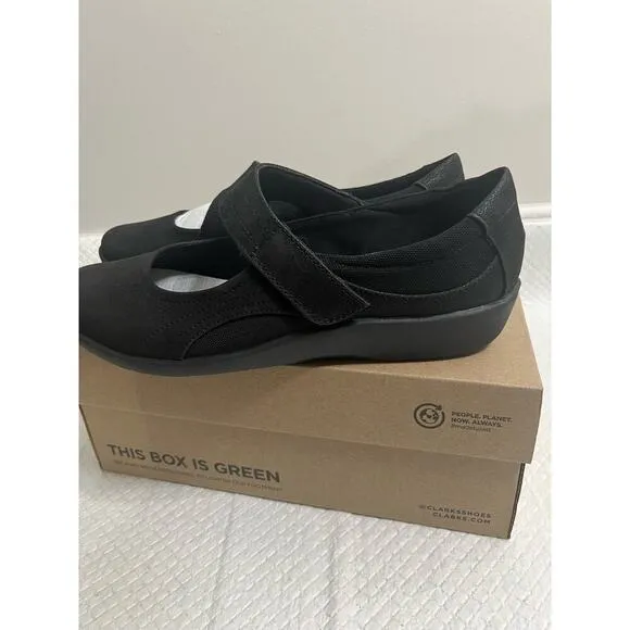 Clarks Women's Sillian Bella Black Slip On Shoes, Size 9.5 W