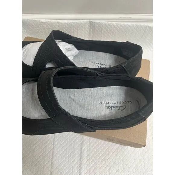 Clarks Women's Sillian Bella Black Slip On Shoes, Size 9.5 W