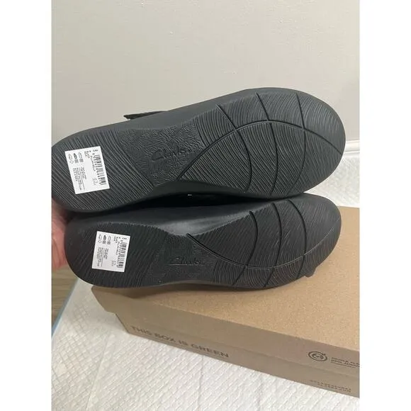 Clarks Women's Sillian Bella Black Slip On Shoes, Size 9.5 W