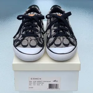 COACH Barrett Black &amp; White Signature CC Logo Sneakers Shoes A1067, Women’s 10