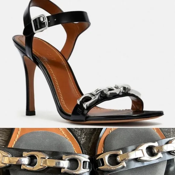 Coach Bonnie Link Strap Black Heels 9.5 $265 Excellent Condition!
