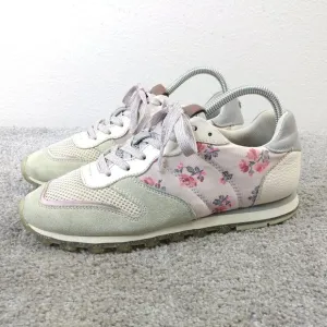 Coach C118 Floral Lace Up Sneakers Womens Size 7.5 Shoes Low Top Gray Pink
