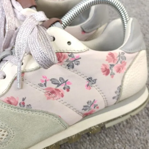 Coach C118 Floral Lace Up Sneakers Womens Size 7.5 Shoes Low Top Gray Pink