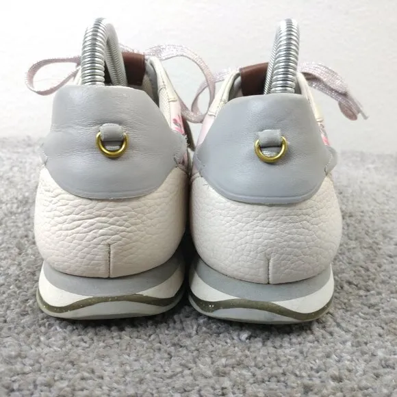 Coach C118 Floral Lace Up Sneakers Womens Size 7.5 Shoes Low Top Gray Pink