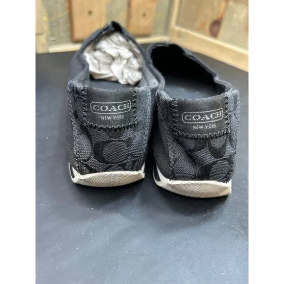 Coach Womens Black Signature Canvas Slip-On Shoes Size 9.5