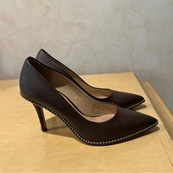 Coach womens waverly bead chain brown pump shoes size 5.5