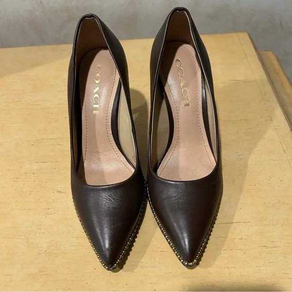 Coach womens waverly bead chain brown pump shoes size 5.5