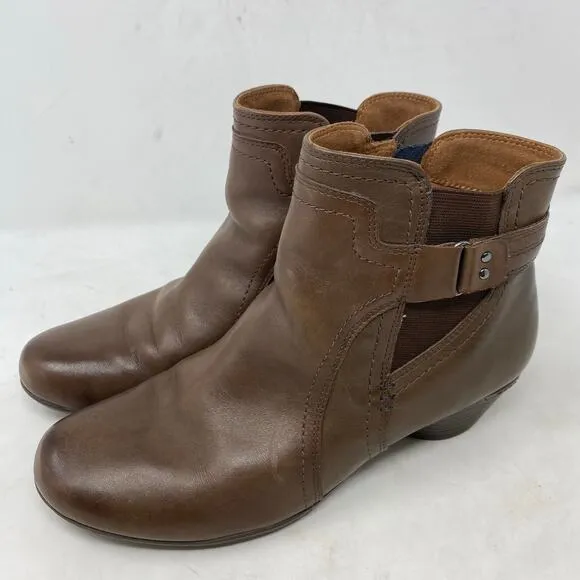 Cobb Hill Laurel Bootie Brown Leather Womens Shoes Size 8
