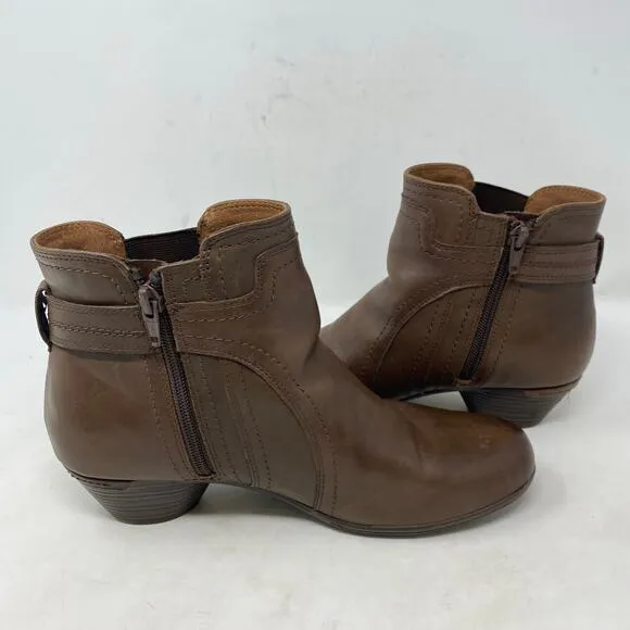 Cobb Hill Laurel Bootie Brown Leather Womens Shoes Size 8