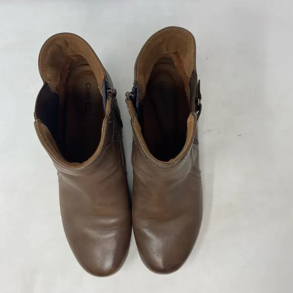 Cobb Hill Laurel Bootie Brown Leather Womens Shoes Size 8